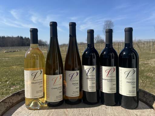Six bottles of Victory View Vineyard wines