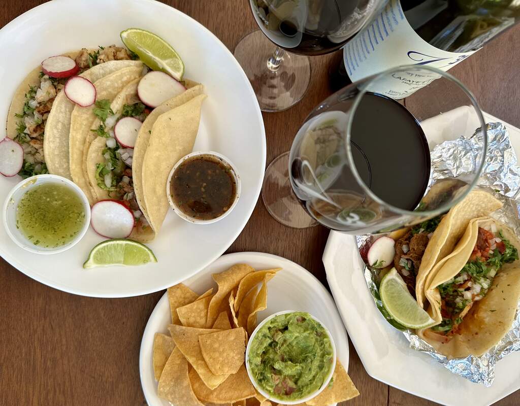Tacos and wine on second Sunday of the month at Victory View Vineyard.